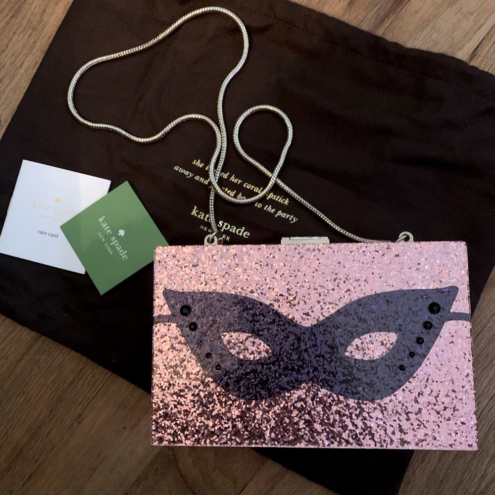 Kate Spade Pink Glitter Masquerade Clutch